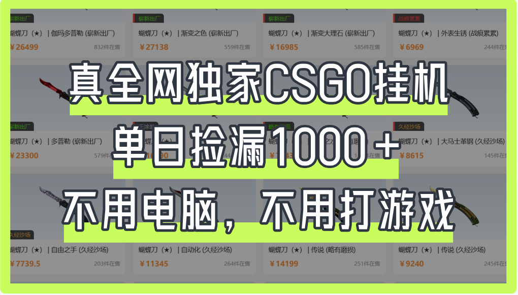 真全网独家CSGO挂机,单日捡漏1000+艺创吧-网创项目资源站-副业项目-创业项目-搞钱项目艺创吧