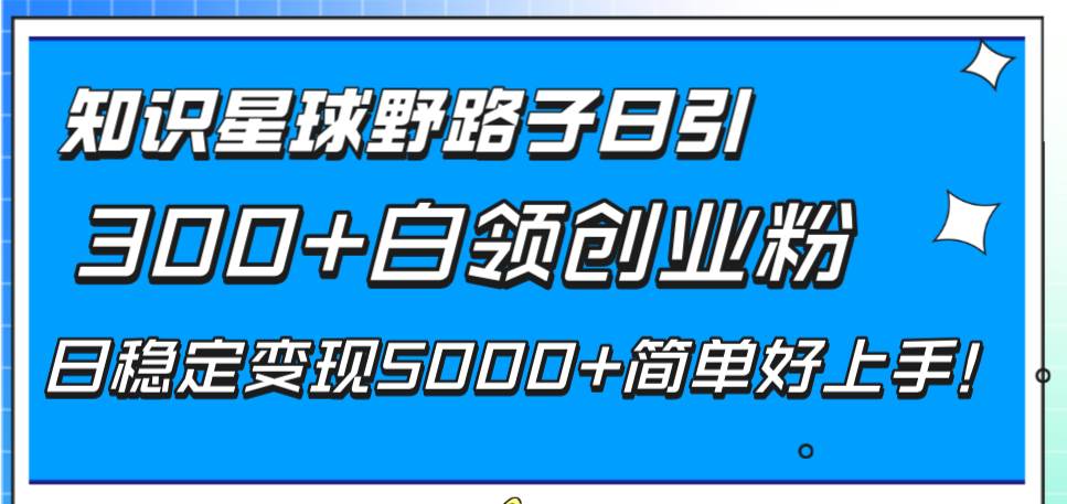 知识星球野路子日引300+白领创业粉，日稳定变现5000+简单好上手！艺创吧-网创项目资源站-副业项目-创业项目-搞钱项目艺创吧