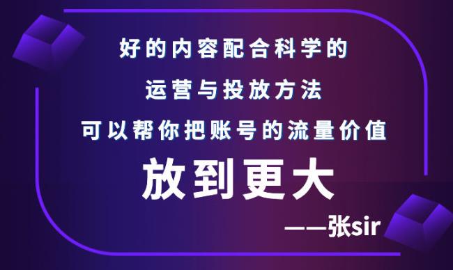 张sir账号流量增长课，告别海王流量，让你的流量更精准艺创吧-网创项目资源站-副业项目-创业项目-搞钱项目艺创吧