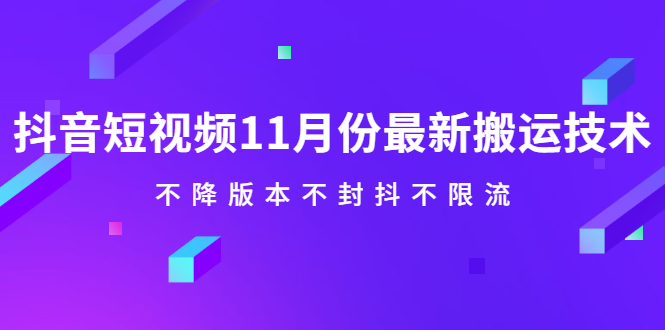 抖音短视频11月份最新搬运技术，不降版本不封抖不限流！【视频课程】艺创吧-网创项目资源站-副业项目-创业项目-搞钱项目艺创吧