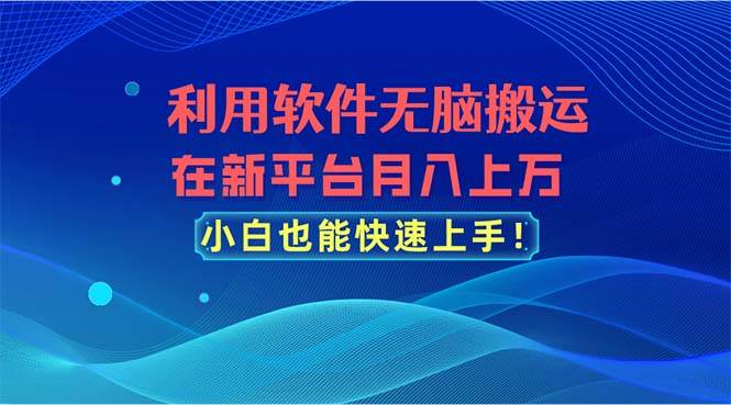 利用软件无脑搬运，在新平台月入上万，小白也能快速上手艺创吧-网创项目资源站-副业项目-创业项目-搞钱项目艺创吧