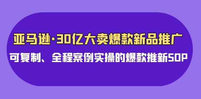 亚马逊30亿·大卖爆款新品推广，可复制、全程案例实操的爆款推新SOP艺创吧-网创项目资源站-副业项目-创业项目-搞钱项目艺创吧