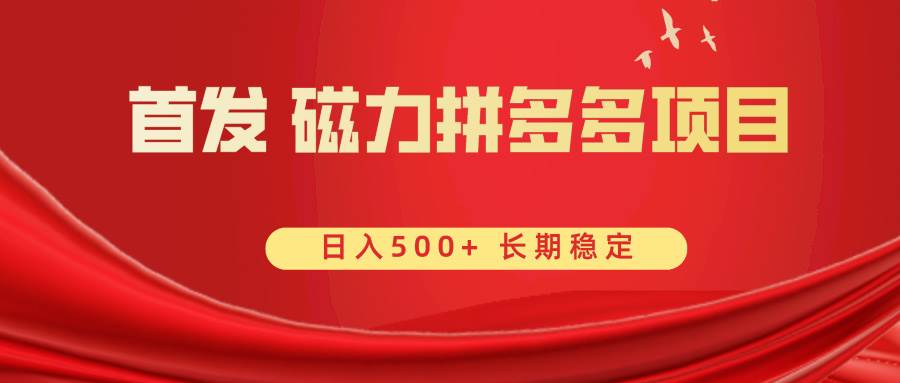 首发 磁力拼多多自撸  日入500+艺创吧-网创项目资源站-副业项目-创业项目-搞钱项目艺创吧