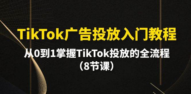 TikTok广告投放入门教程，从0到1掌握TikTok投放的全流程（8节课）艺创吧-网创项目资源站-副业项目-创业项目-搞钱项目艺创吧