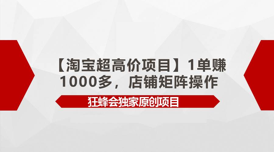 【淘宝超高价项目】1单赚1000多,店铺矩阵操作艺创吧-网创项目资源站-副业项目-创业项目-搞钱项目艺创吧