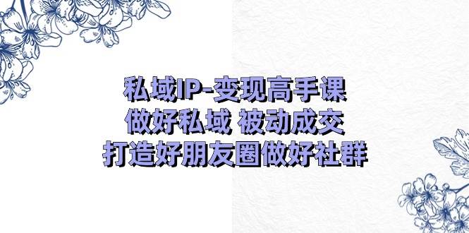 私域IP-变现高手课：做好私域 被动成交，打造好朋友圈做好社群（18节）艺创吧-网创项目资源站-副业项目-创业项目-搞钱项目艺创吧
