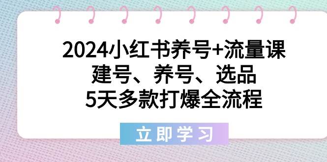2024小红书养号+流量课：建号、养号、选品，5天多款打爆全流程艺创吧-网创项目资源站-副业项目-创业项目-搞钱项目艺创吧