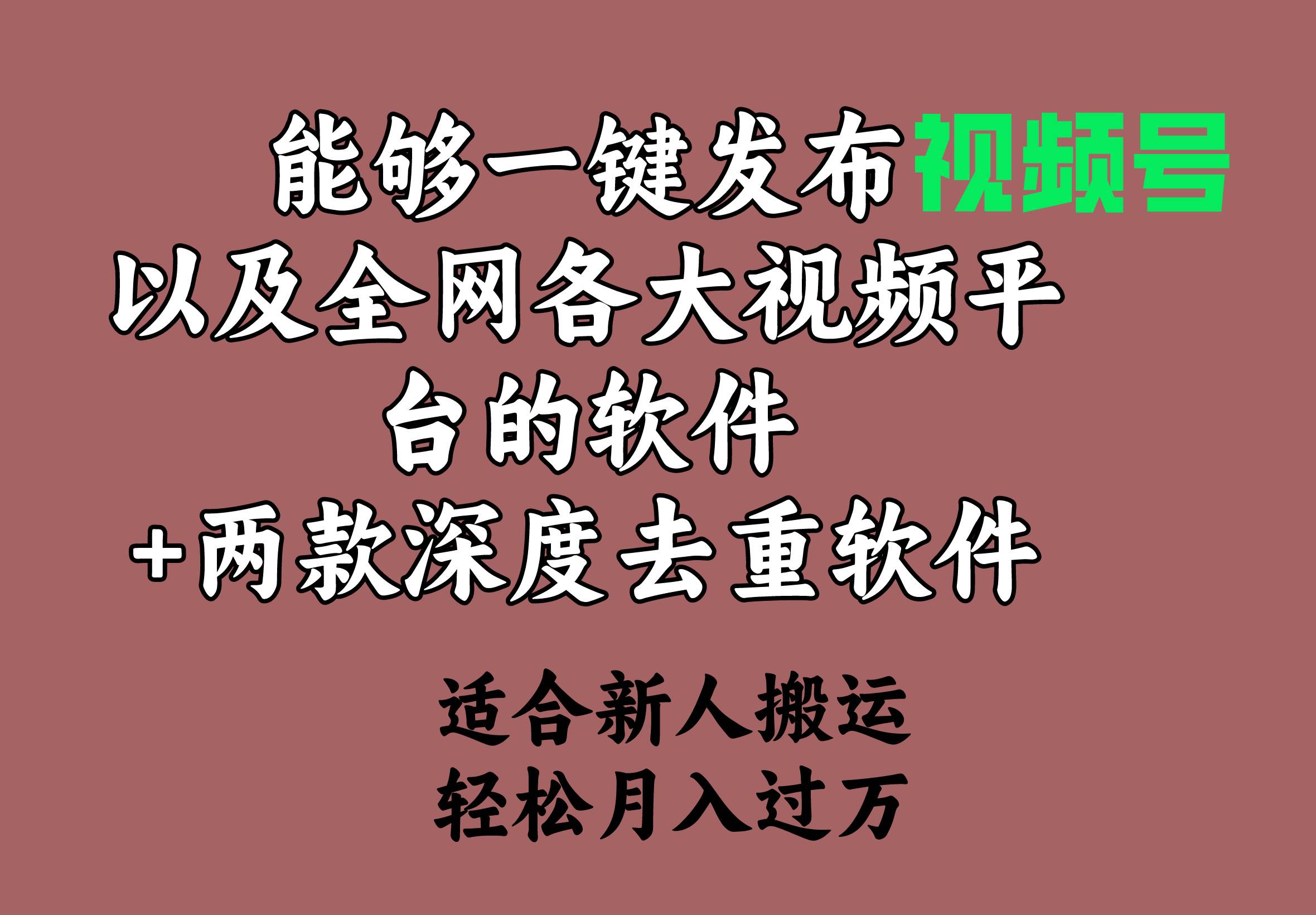 能够一键发布视频号以及全网各大视频平台的软件+两款深度去重软件 适合…艺创吧-网创项目资源站-副业项目-创业项目-搞钱项目艺创吧
