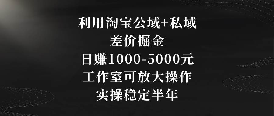 利用淘宝公域+私域差价掘金，日赚1000-5000元，工作室可放大操作，实操…艺创吧-网创项目资源站-副业项目-创业项目-搞钱项目艺创吧