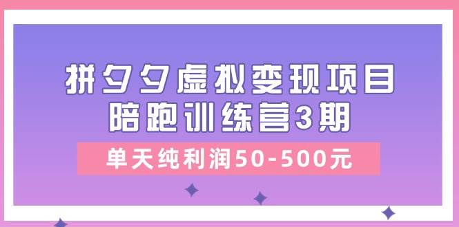某收费培训《拼夕夕虚拟变现项目陪跑训练营3期》单天纯利润50-500元艺创吧-网创项目资源站-副业项目-创业项目-搞钱项目艺创吧