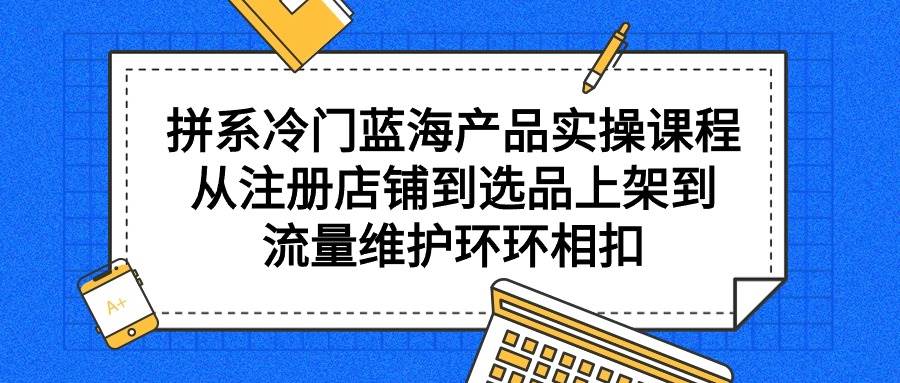 拼系冷门蓝海产品实操课程，从注册店铺到选品上架到流量维护环环相扣艺创吧-网创项目资源站-副业项目-创业项目-搞钱项目艺创吧