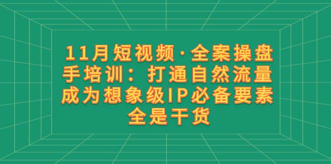 11月短视频·全案操盘手培训：打通自然流量 成为想象级IP必备要素 全是干货艺创吧-网创项目资源站-副业项目-创业项目-搞钱项目艺创吧