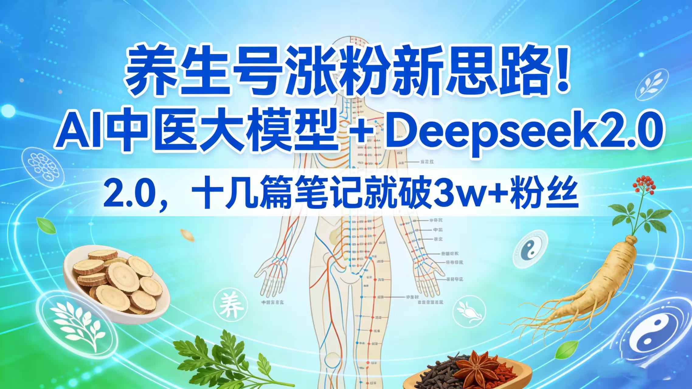 养生号涨粉新思路！AI 中医大模型 + Deepseek 2.0，十几篇笔记就破 3w + 粉丝艺创吧-网创项目资源站-副业项目-创业项目-搞钱项目艺创吧