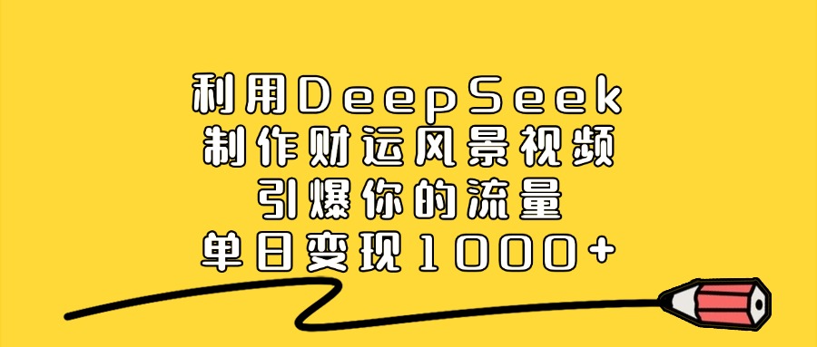 利用DeepSeek制作财运风景视频，做出爆款视频，单日变现1000+艺创吧-网创项目资源站-副业项目-创业项目-搞钱项目艺创吧