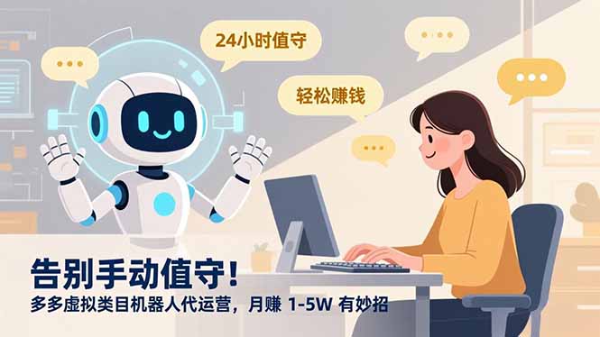 告别手动值守！多多虚拟类目机器人代运营，月赚 1-5W 有妙招艺创吧-网创项目资源站-副业项目-创业项目-搞钱项目艺创吧