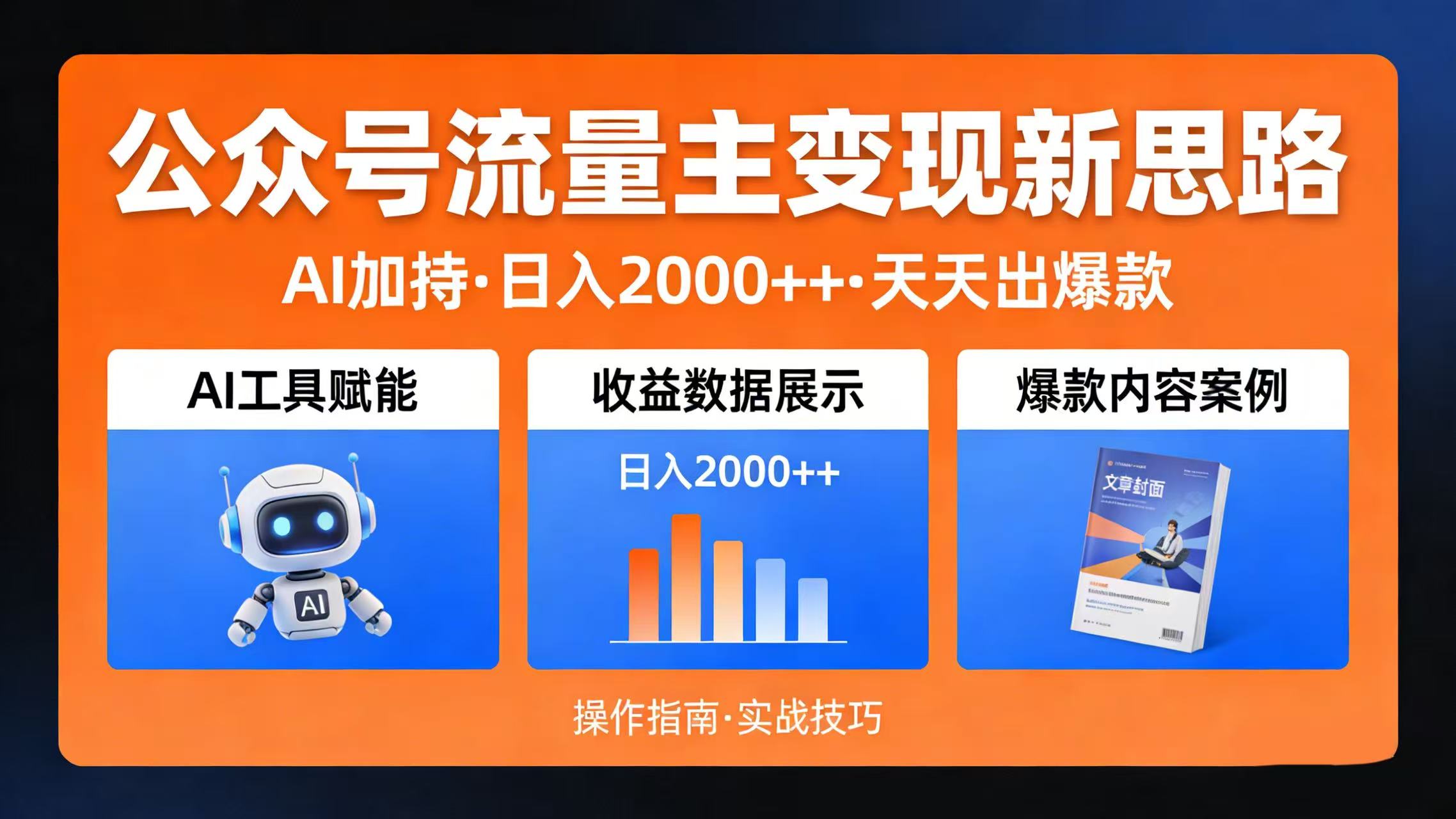公众号流量主变现新思路：AI 加持，日入 2000++ 天天出爆款艺创吧-网创项目资源站-副业项目-创业项目-搞钱项目艺创吧
