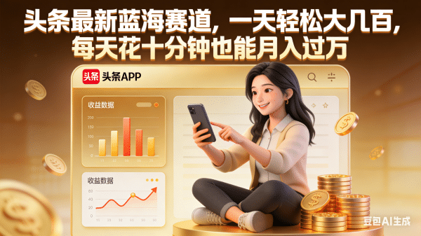 头条最新蓝海赛道，一天轻松大几百，每天花十分钟也能月入过万艺创吧-网创项目资源站-副业项目-创业项目-搞钱项目艺创吧